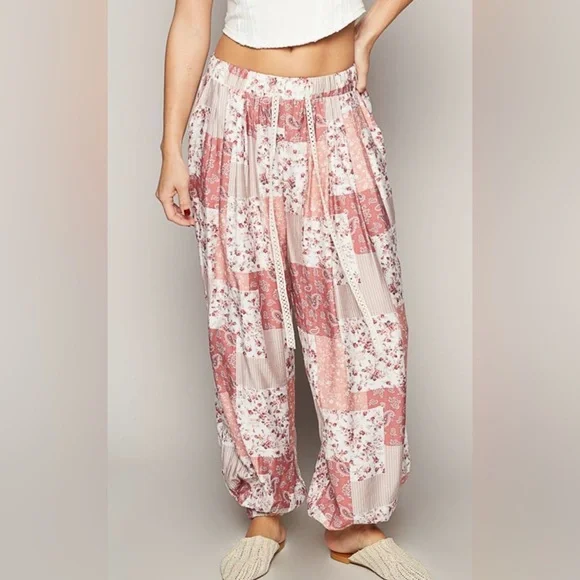 POL Blush Patchwork Boho Pants - Picture 2 of 5